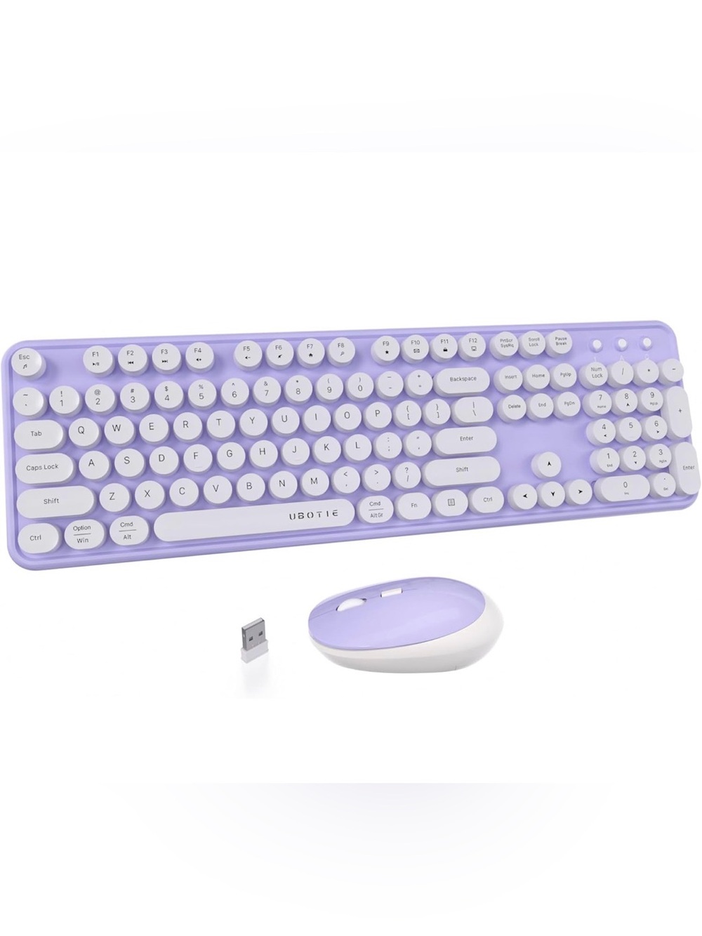 New Purple Wireless Computer Keyboard Mouse Combo Typewriter Style Keys